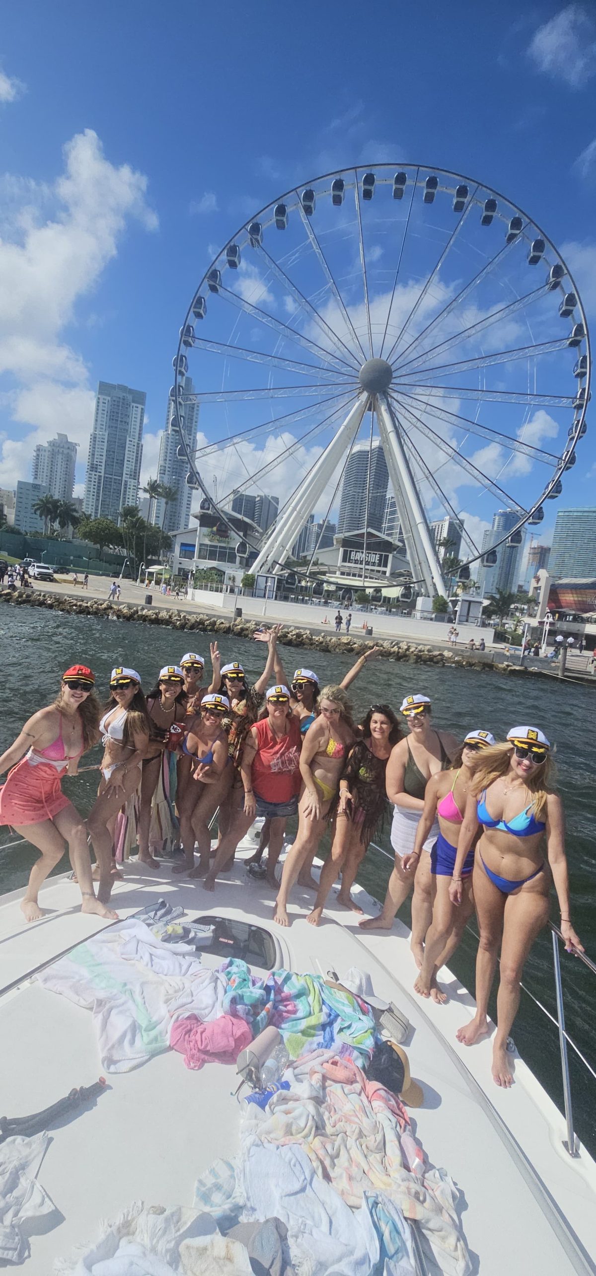 Guests celebrating aboard the Sundancer near Bayside