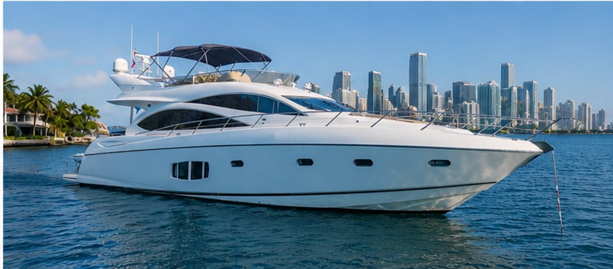 Sunseeker bow, Miami skyline